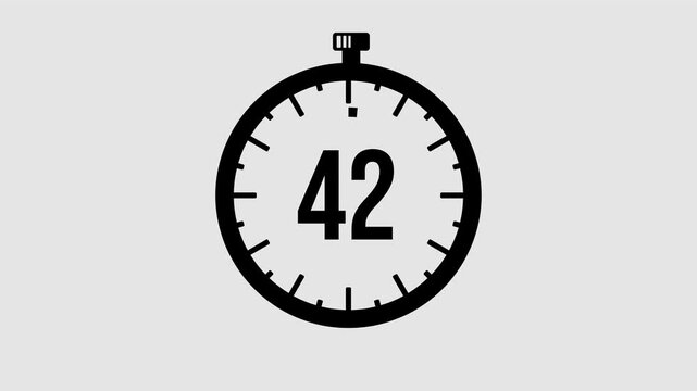 Countdown of exact 45 seconds graphic animation. Alpha channel. Transparent background motion design. 4K resolution