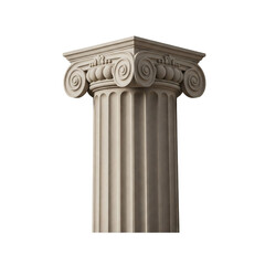 Elegant Ionic greek column with intricate details, isolated on a clean white background, perfect for architectural designs, history projects, and classic aesthetics