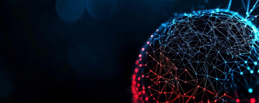 Abstract Digital Sphere of Interconnected Dots and Lines Technology Network Design