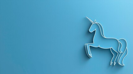 Elegant Blue Unicorn Line Art Design on Background