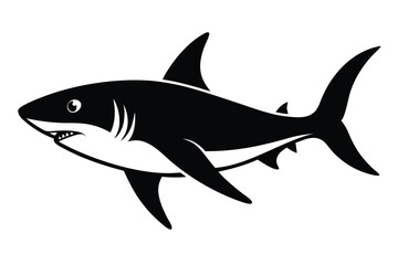 Obraz premium black and white illustration shark vector