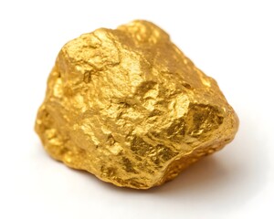 Lump of gold nugget on white background