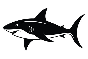 Fototapeta premium black and white illustration shark vector