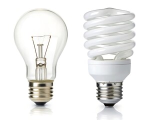 Incandescent and CFL light bulbs comparison.