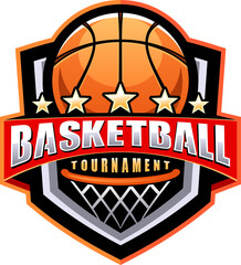 Basketball club logo, emblem, design with ball