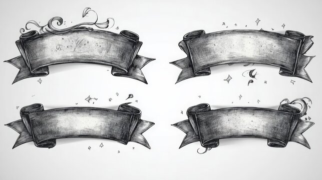 Set Of Decorative Ribbons And Banners