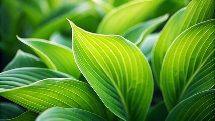 Close up of vibrant green leaves with sunlight.