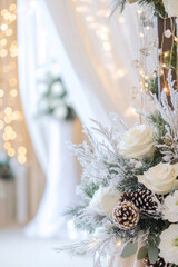 Elegant Winter Wedding Decor with Candlelight and White Roses