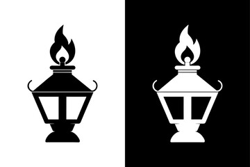 Old-Fashioned Burner Lamp Silhouette Perfect for Rustic Designs.