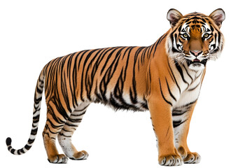 Naklejka premium Whole tiger standing Isolated on white background.
