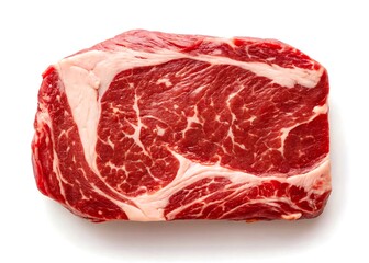 Obraz premium Raw ribeye steak isolated on white background