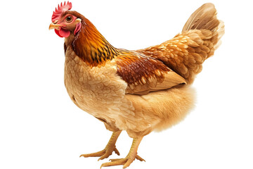 Fototapeta premium whole brown chicken standing Isolated on white background.