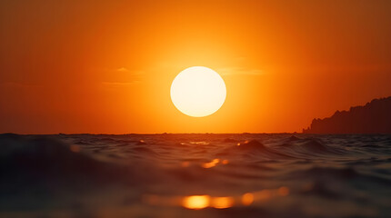 Stunning Golden Hour Ocean Sunset, Waves & Orange Sky