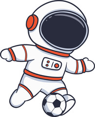 cute cartoon astronaut playing Soccer Ball