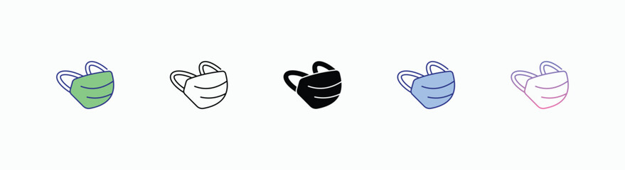 Surgical Mask icons set in different style vector stock 