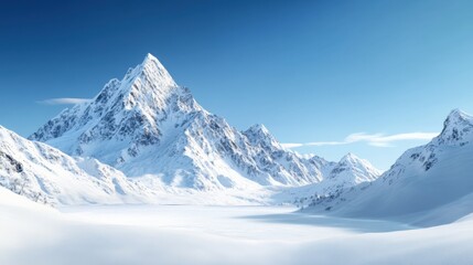Majestic snow-capped mountains winter landscape nature photography clear blue sky panorama serenity in nature