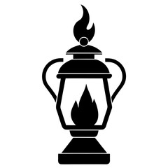 Minimalist Burner Lamp Silhouette Vector Icon White Background.