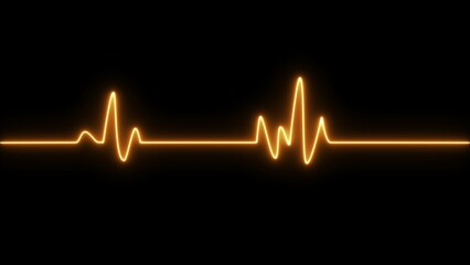 Glowing neon heartbeat symbol. neon line heartbeat sign on black background.