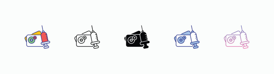 Vaccine Card icons set in different style vector stock 