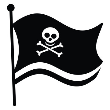 recommend clip art: Jolly Roger Pirate Flag Icon Black and White Skull and Crossbones Design