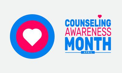 April is National Counseling Awareness Month. Holiday concept. suitable for placard, background,Greeting Card, Poster design template with text inscription, standard Social Media Post.