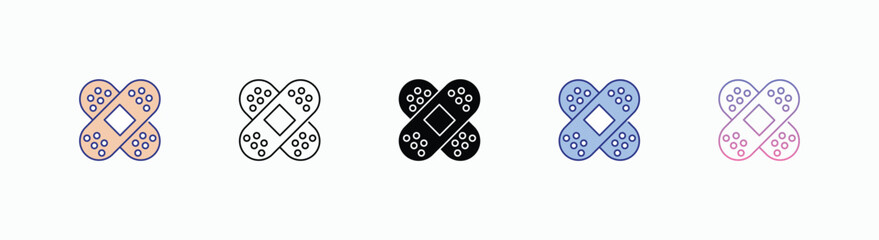 Bandage icons set in different style vector stock 