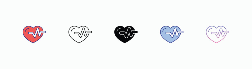 ECG icons set in different style vector stock 