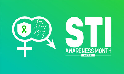 April is Sexually Transmitted Infections STI Awareness Month. Holiday concept. suitable for placard, background,Greeting Card, Poster design template with text inscription, standard Social Media Post.