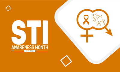 April is Sexually Transmitted Infections STI Awareness Month. Holiday concept. suitable for placard, background,Greeting Card, Poster design template with text inscription, standard Social Media Post.