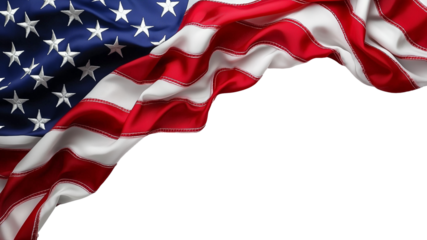 United States flag isolated on transparent background. Design, frame, empty space for copy, banner, vector. PNG.
