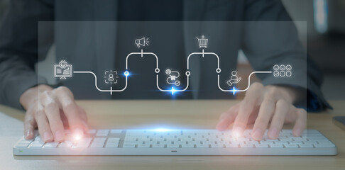 Data driven customer insights, data analysis concept. Using collected customer data to gain valuable information about behaviors, preferences and needs for decision making and marketing strategies.