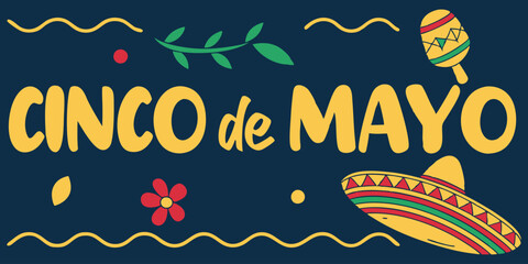 Festive Cinco de Mayo Design with Flowers and Traditional Elements
