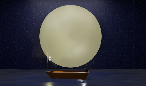 月と猫 moon & a cat