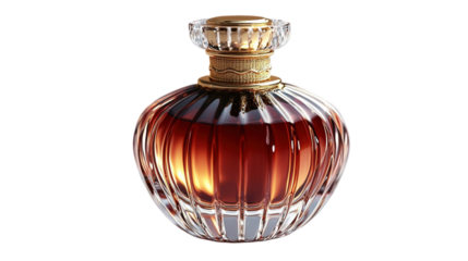 antique perfume bottle on isolated transparent background