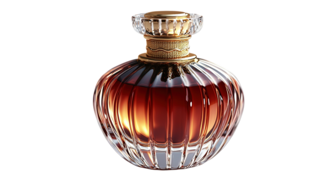 antique perfume bottle on isolated transparent background