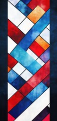 Fototapeta premium Bold Kumiko latticeinspired geometric design with a contemporary color palette, a balance of craftsmanship and modernity