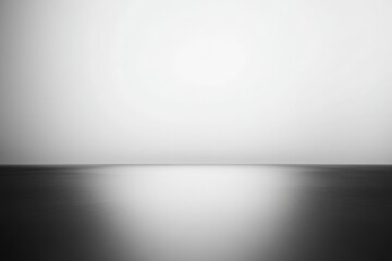 Serene Monochrome Seascape Minimalist Ocean Horizon, Calm Water, Grey Sky