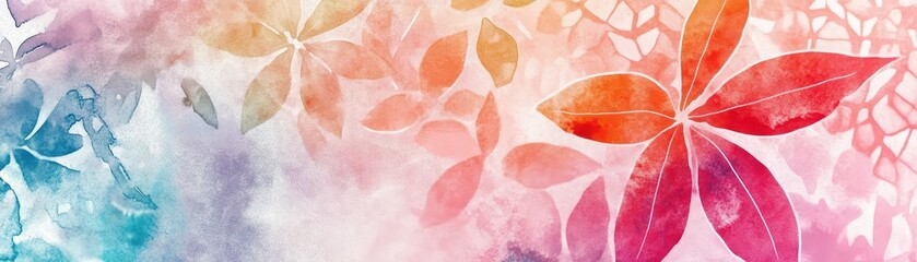 Obraz premium Soft watercolor washes overlaid with rigid geometric Japanese Wagara patterns, merging organic and structured beauty