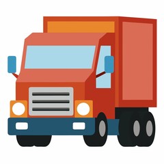 Fototapeta premium Illustration of a Red Delivery Truck with Side and Front Views