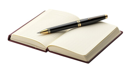 Open Notebook with Elegant Pen Ready for Note Taking or Journaling