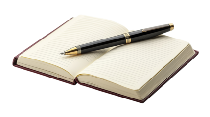 Open Notebook with Elegant Pen Ready for Note Taking or Journaling