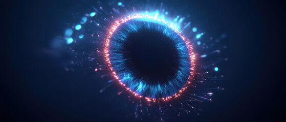 Abstract Digital Eye with Glowing Rings