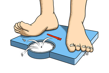 illustration of a body scale collapses under weight