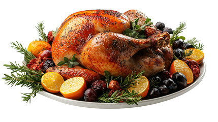 Roasted Turkey with Citrus and Berries Thanksgiving Dinner Table