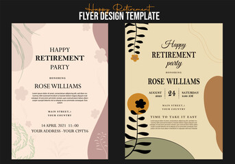 Set of retirement party invitation, square banner, instagram story and a4 poster, vector illustration Retirement Flyer Design Template. Retirement Party Invitation Layout, square banner, and a4 poster
