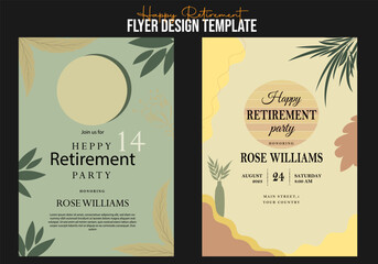 Set of retirement party invitation, square banner, instagram story and a4 poster, vector illustration Retirement Flyer Design Template. Retirement Party Invitation Layout, square banner, and a4 poster