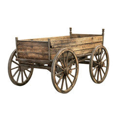 Fototapeta premium Antique wooden cart isolate on PNG