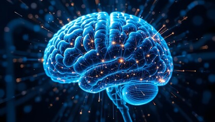 Fototapeta premium Human Brain Concept with Glowing Connections for Artificial Intelligence Research