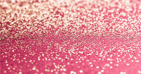 abstract background with white and rose rade particle. Christmas Golden light shine particles bokeh on pink background. Red rose foil texture. Holiday concept.