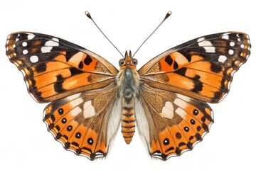 Fototapeta premium Painted lady butterfly isolated on white background
